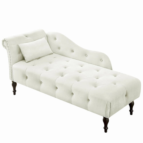 60.6 Samt-Chaiselongue mit Knopfheftung und Nagelkopfbesatz