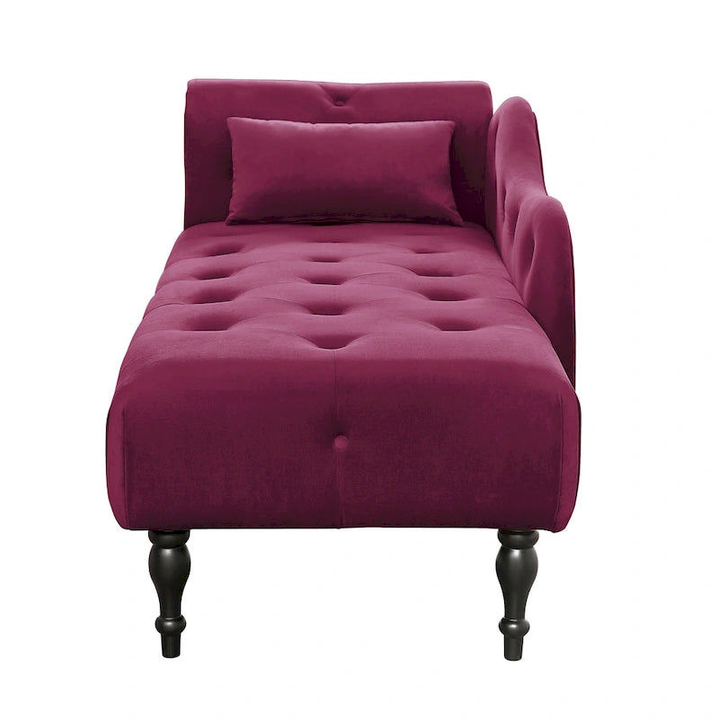 60.6 Velvet Upholstered Button Tufted Chaise Lounge Chair with Nailheads