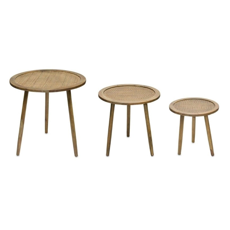 Set of Three 24" Brown Round End Tables