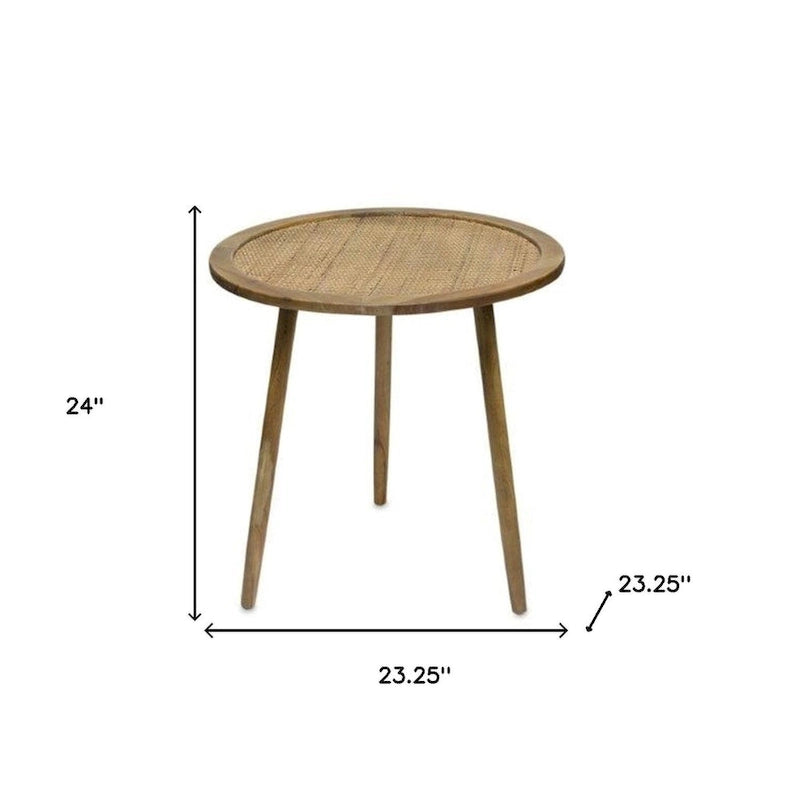 Set of Three 24" Brown Round End Tables