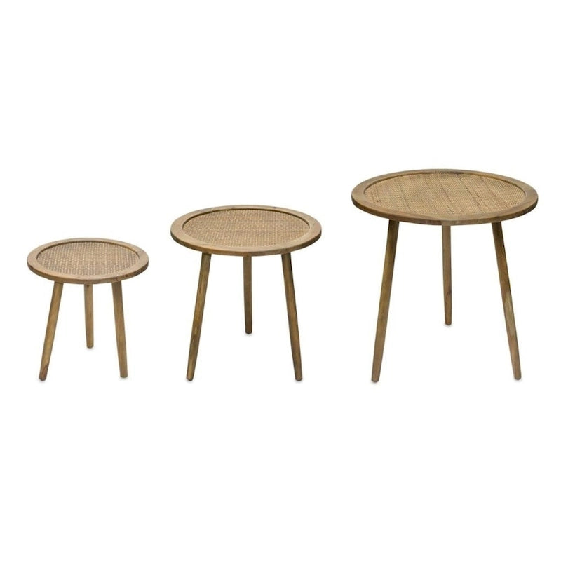 Set of Three 24" Brown Round End Tables