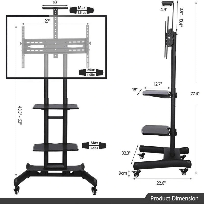 Mobile TV Stand with Wheels