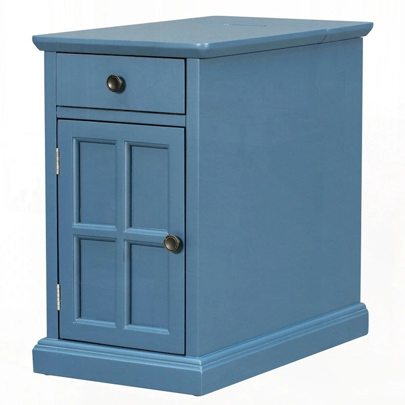 End Table Side Table with USB Ports and One Multifunctional Drawer with cup holders