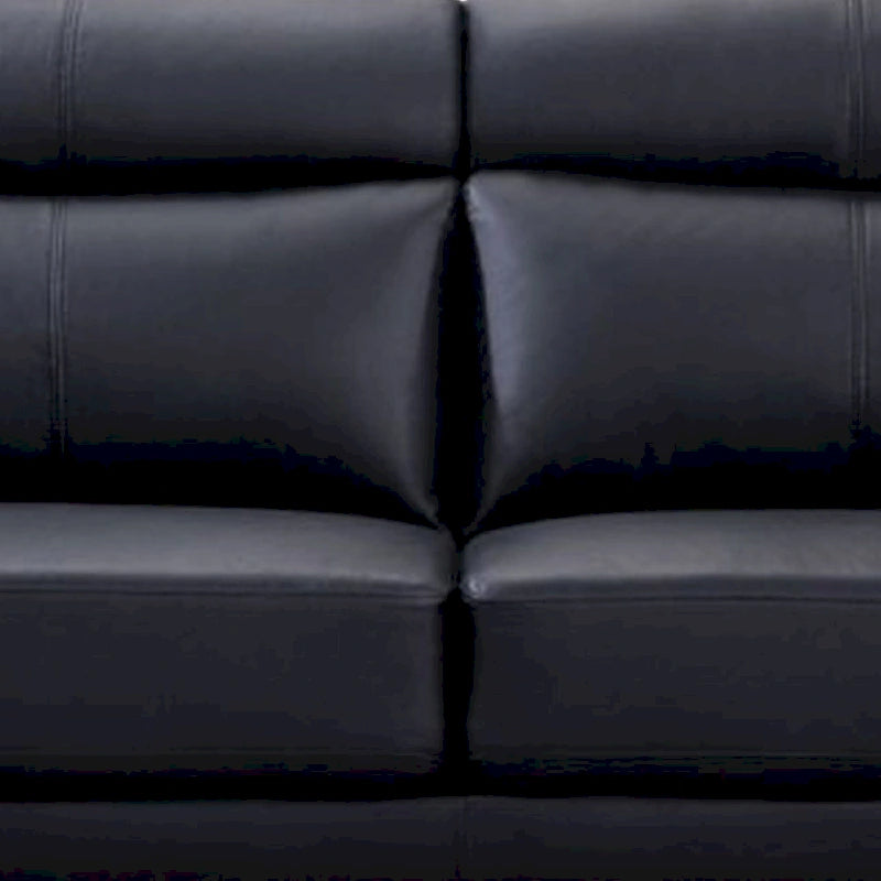 80 Inch Sofa, Black Top Grain Leather, Foam Cushions, Steel Legs