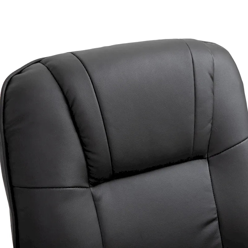 Manueller PU-Leder-Sessel mit Liegefunktion, moderner Loungesessel, verstellbarer drehbarer Armlehnsessel mit Holzuntergestell und Fußstütze