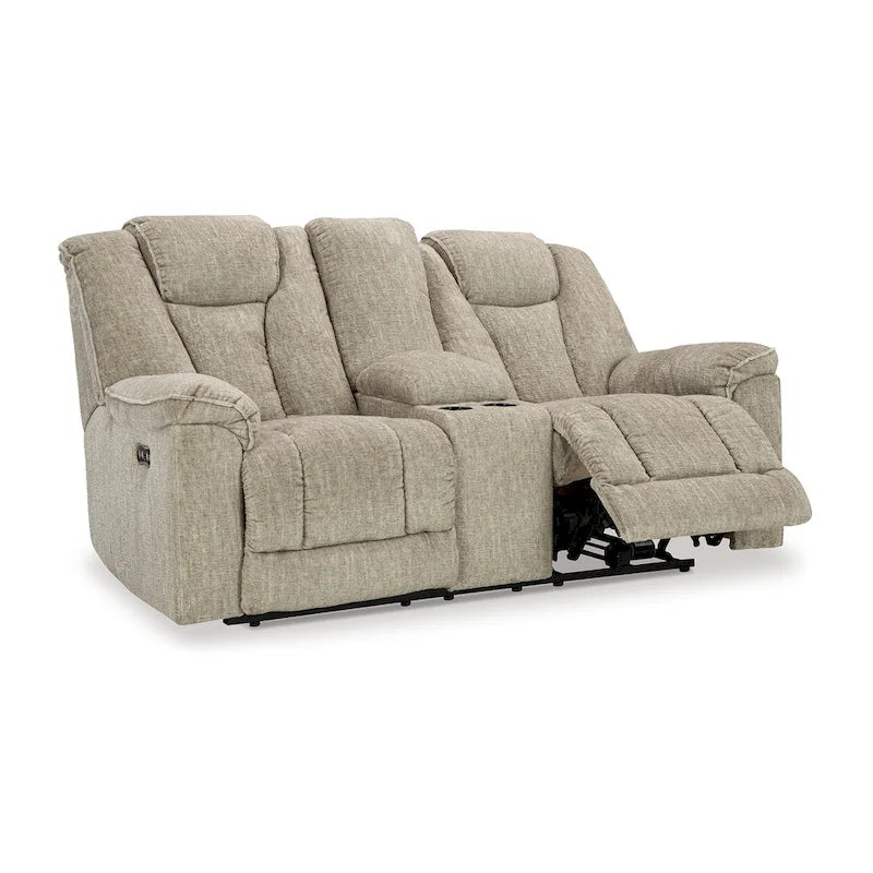 Elektrisch verstellbares 2-Sitzer-Sofa mit verstellbarer Kopfstütze und LED, Beige, 76 Zoll