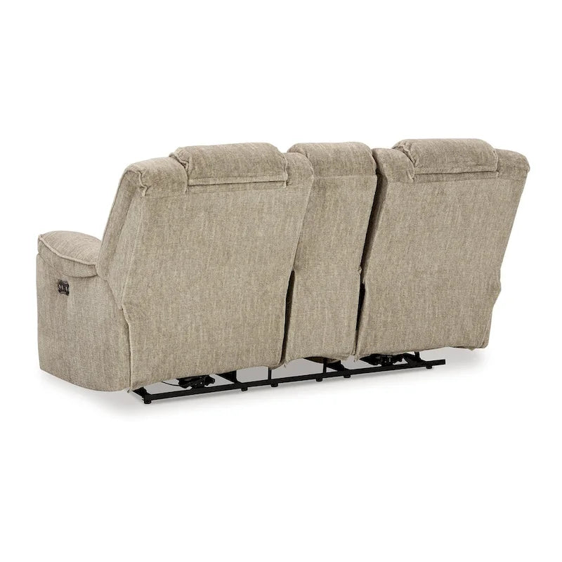 Elektrisch verstellbares 2-Sitzer-Sofa mit verstellbarer Kopfstütze und LED, Beige, 76 Zoll