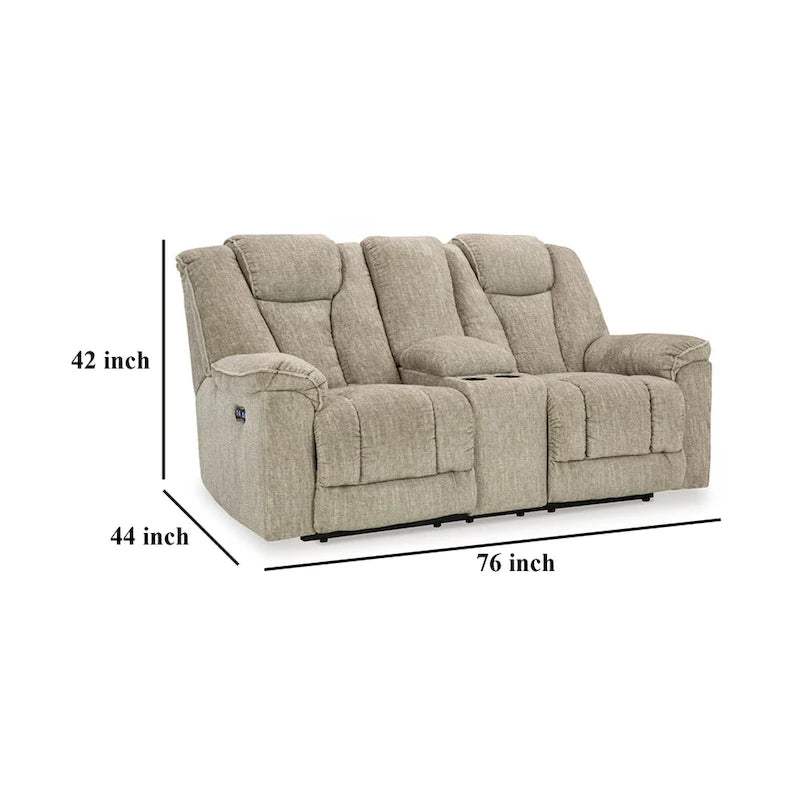 Elektrisch verstellbares 2-Sitzer-Sofa mit verstellbarer Kopfstütze und LED, Beige, 76 Zoll