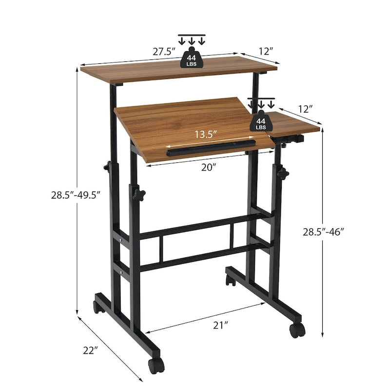 Mobile Stand Up Desk, Adjustable & Tilting