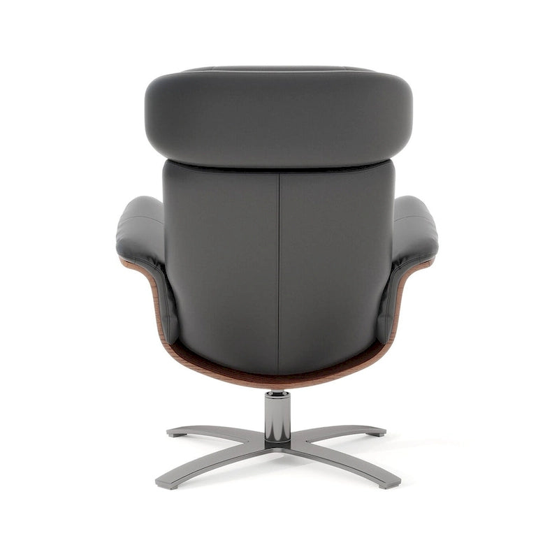 31.5 Curved Wood Genuine Leather Recliner Lounge Chair