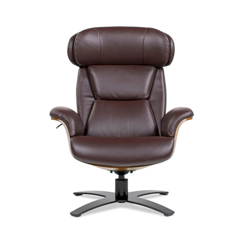 31.5 Curved Wood Genuine Leather Recliner Lounge Chair