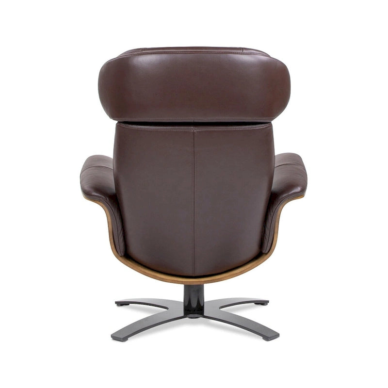 31.5 Curved Wood Genuine Leather Recliner Lounge Chair