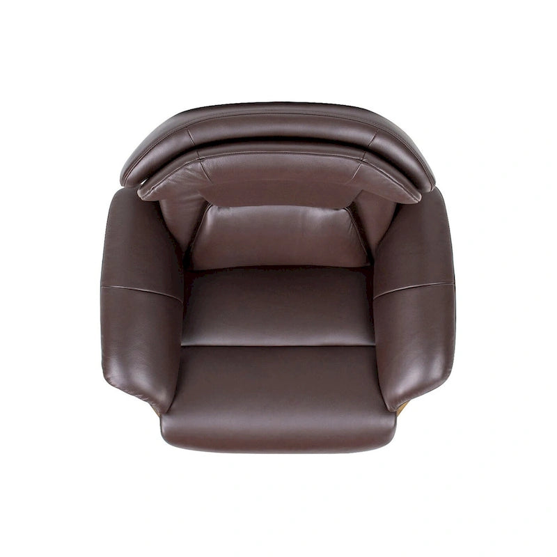 31.5 Curved Wood Genuine Leather Recliner Lounge Chair