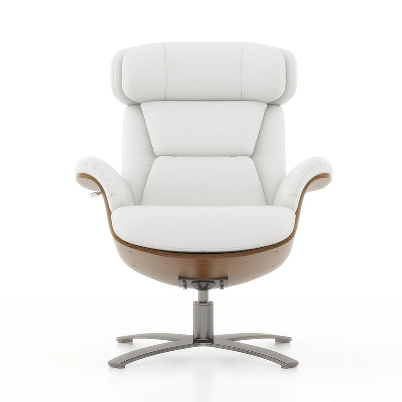 31.5 Curved Wood Genuine Leather Recliner Lounge Chair