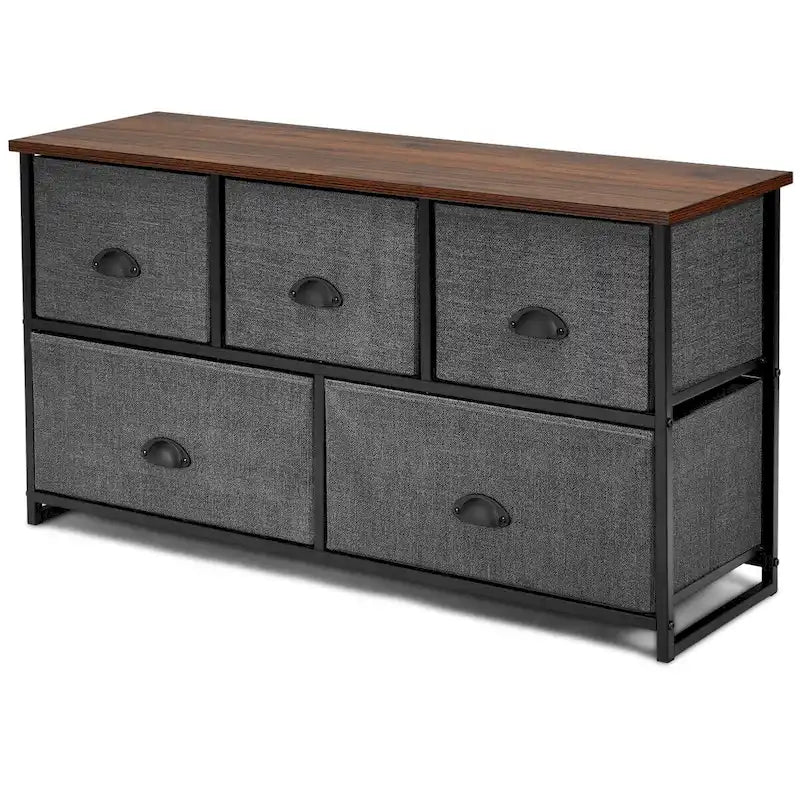 5-Drawer Dresser Storage Unit, Side Table Display Organizer for Dorm