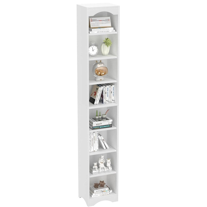70.9 Inch Tall Bathroom Narrow Linen Cabinet, 8 Tiers Solid Wood Freestanding Storage Cabinet