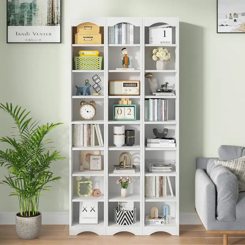 70.9 Inch Tall Bathroom Narrow Linen Cabinet, 8 Tiers Solid Wood Freestanding Storage Cabinet
