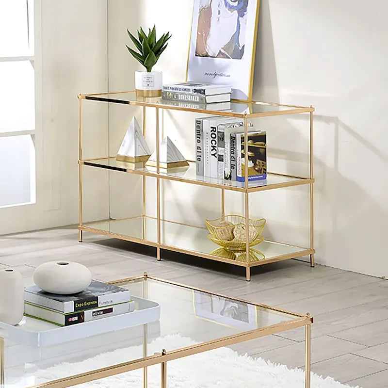 Contemporary 42-inch Glass 2-Shelf Sofa Table