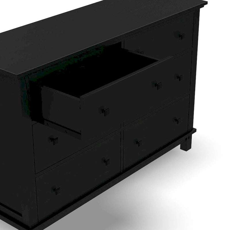 Black Wood Dresser with 6 Drawers