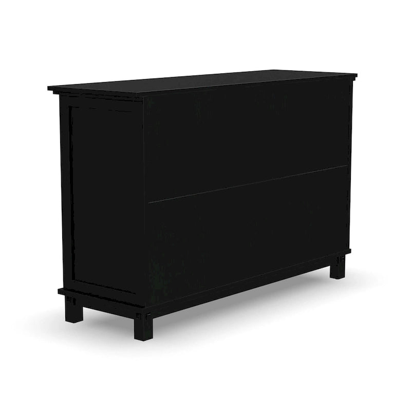Black Wood Dresser with 6 Drawers