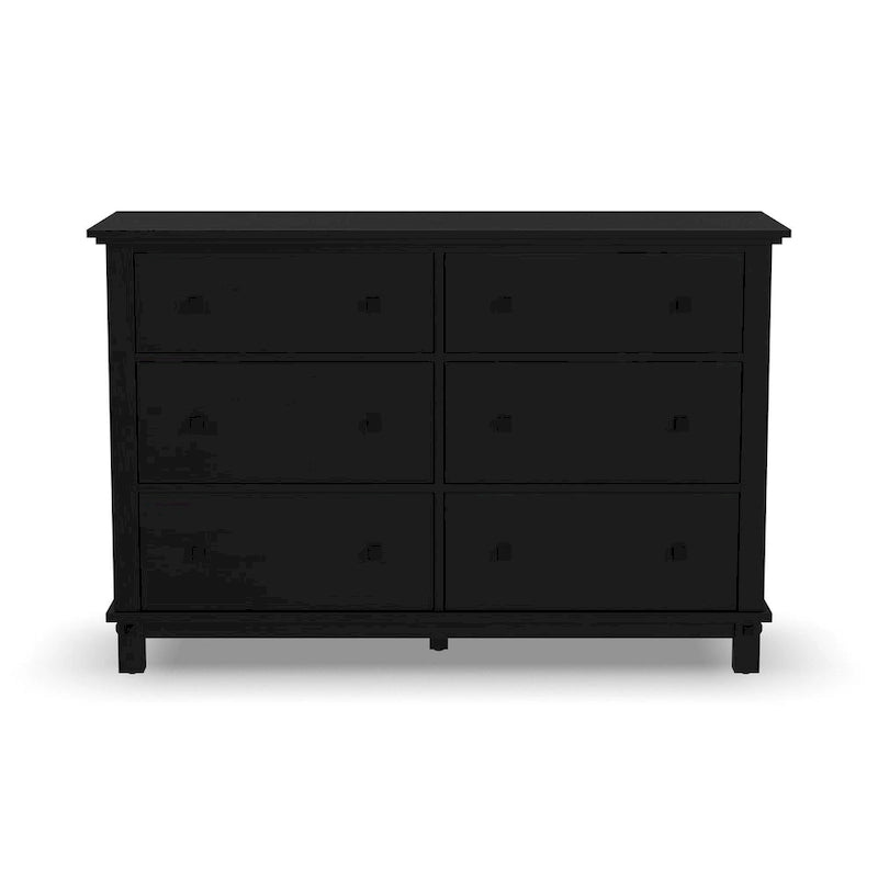 Black Wood Dresser with 6 Drawers