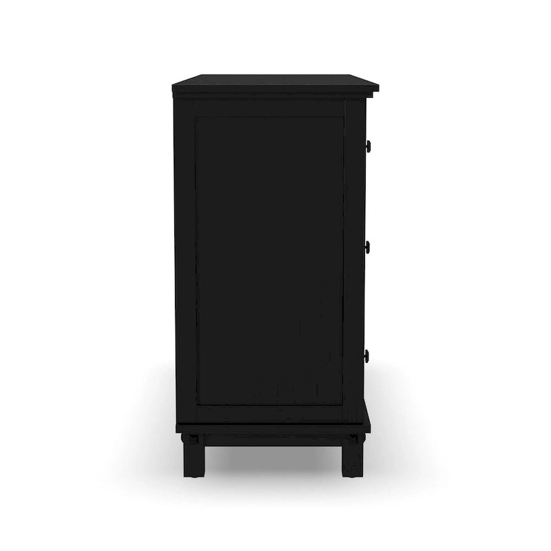 Black Wood Dresser with 6 Drawers