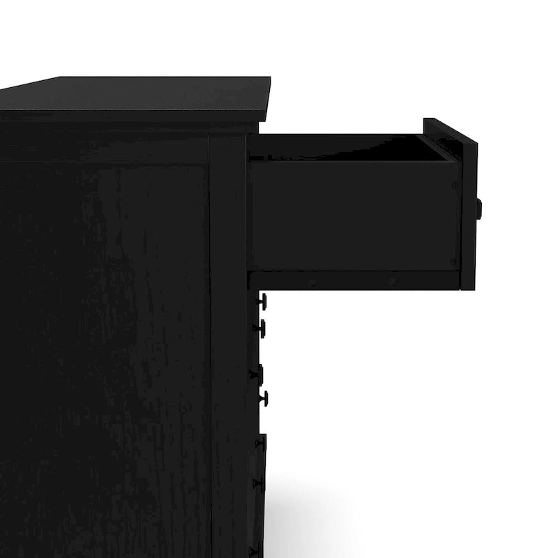 Black Wood Dresser with 6 Drawers