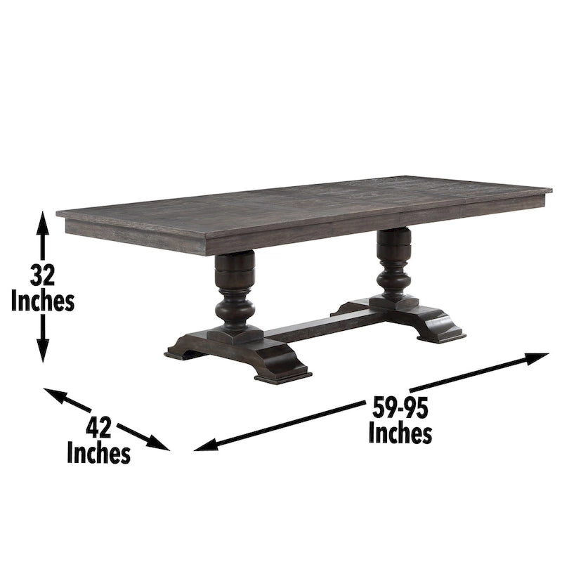 95-inch Extendable Dining Table, Distressed Washed Espresso