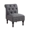 Armless Linen Slipper Chair with Tufted Back and Espresso Legs
