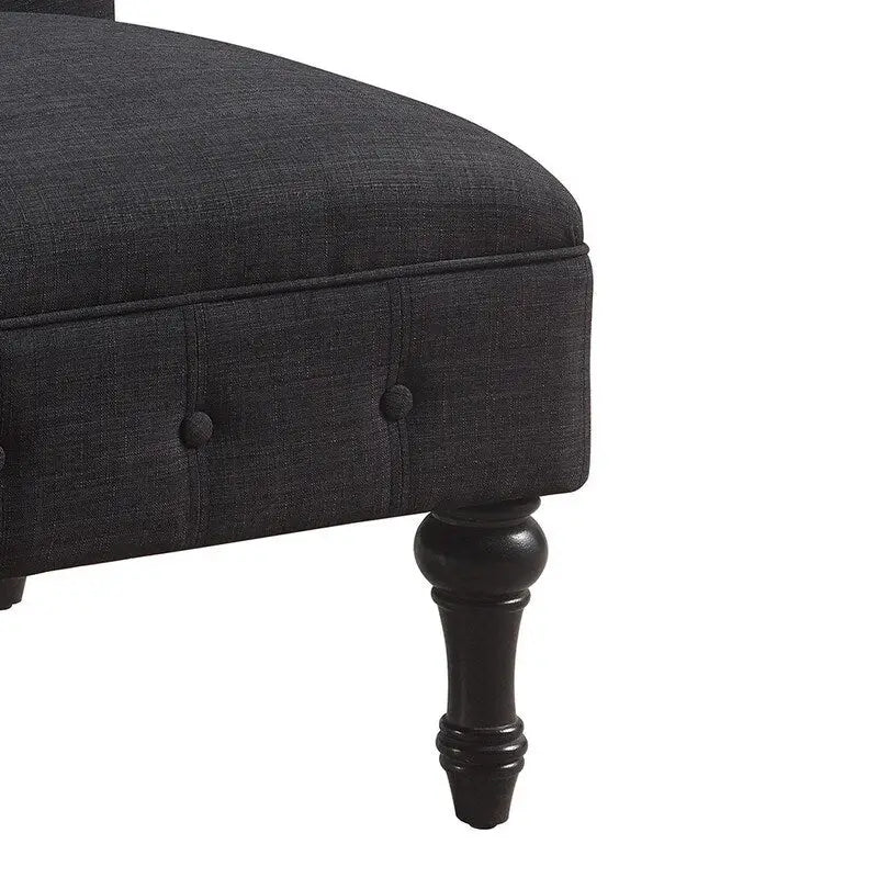 Armless Linen Slipper Chair with Tufted Back and Espresso Legs