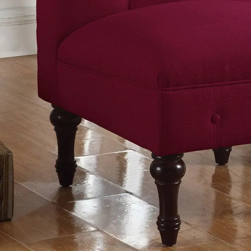 Armless Linen Slipper Chair with Tufted Back and Espresso Legs