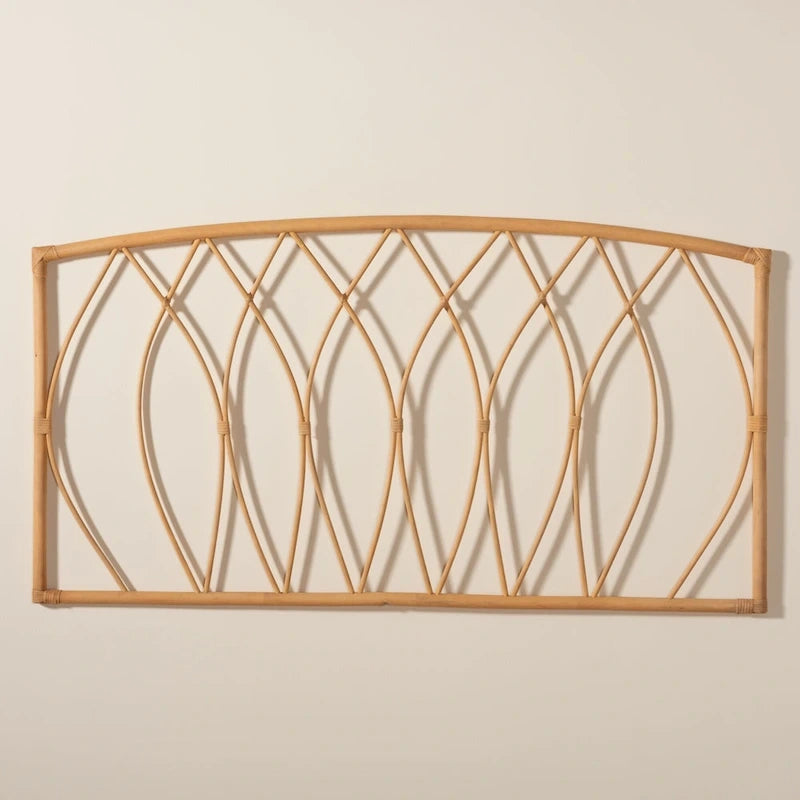 Modern Bohemian Natural Rattan Wall-Mountable Headboard - Queen