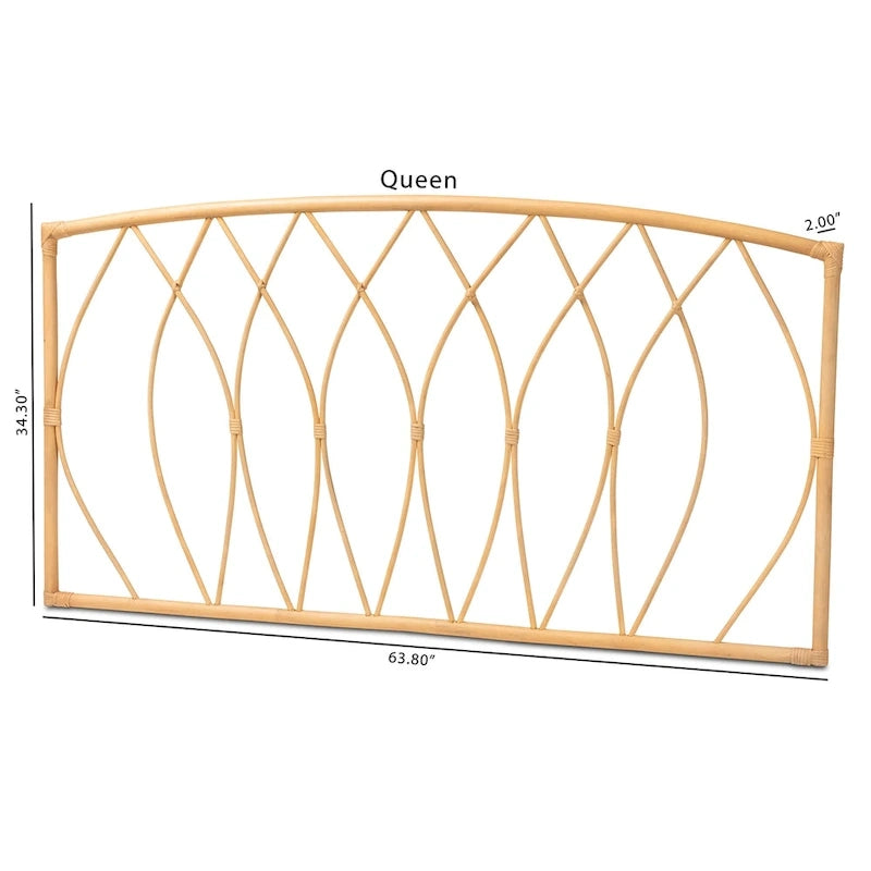 Modern Bohemian Natural Rattan Wall-Mountable Headboard - Queen