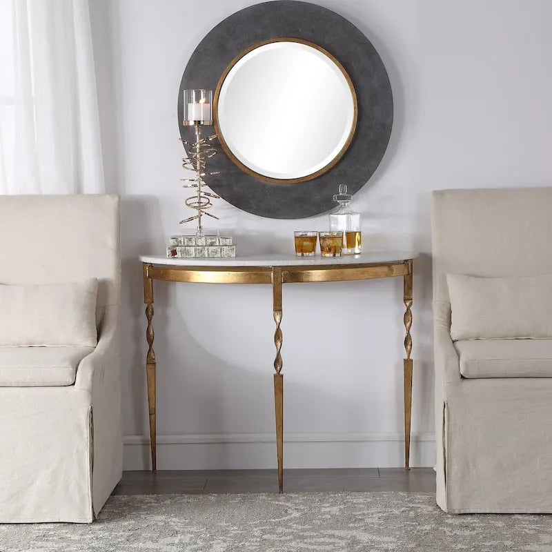 Gold Demilune Console Table