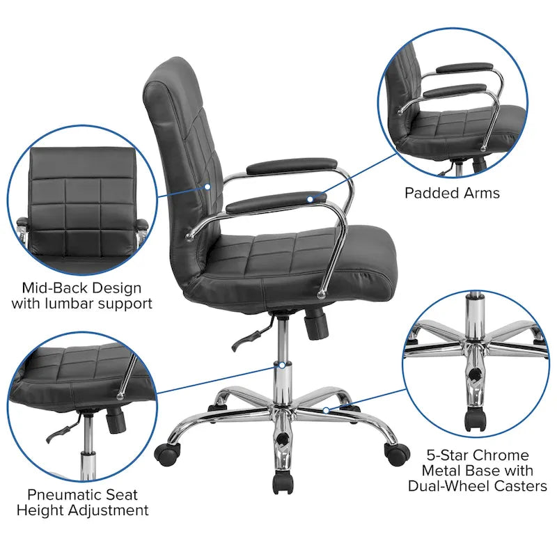 Mid-Back Quilted Vinyl Executive Swivel Office Chair