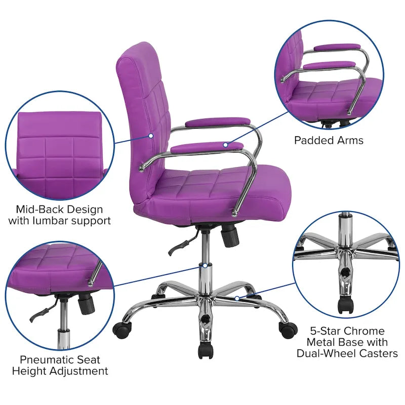 Mid-Back Quilted Vinyl Executive Swivel Office Chair