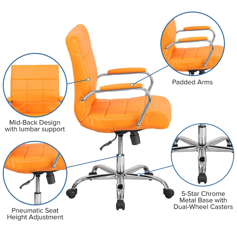 Mid-Back Quilted Vinyl Executive Swivel Office Chair
