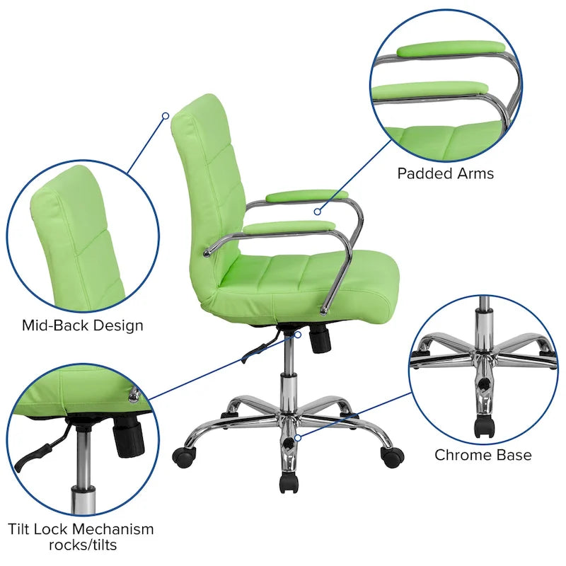 Mid-Back Quilted Vinyl Executive Swivel Office Chair
