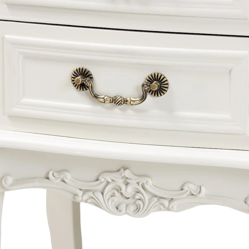 Antique French Country 2-Drawer Wood End Table
