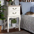 Antique French Country 2-Drawer Wood End Table