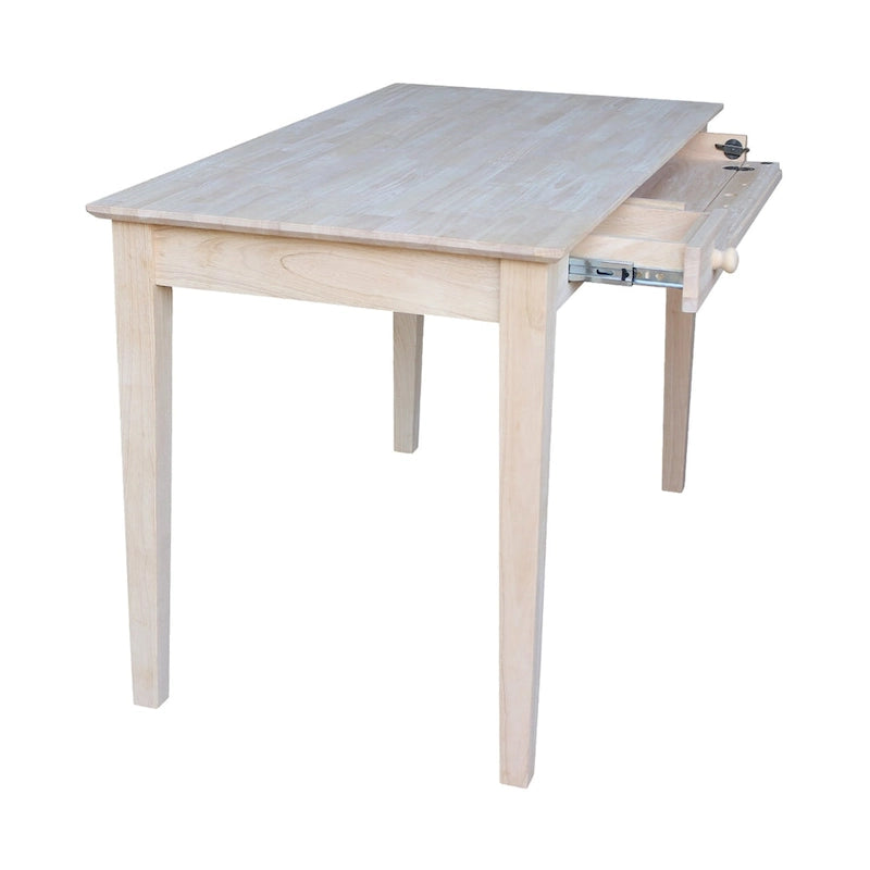 Solid Hardwood Computer Desk with Flip Down Drawer, Butcher Block Surface