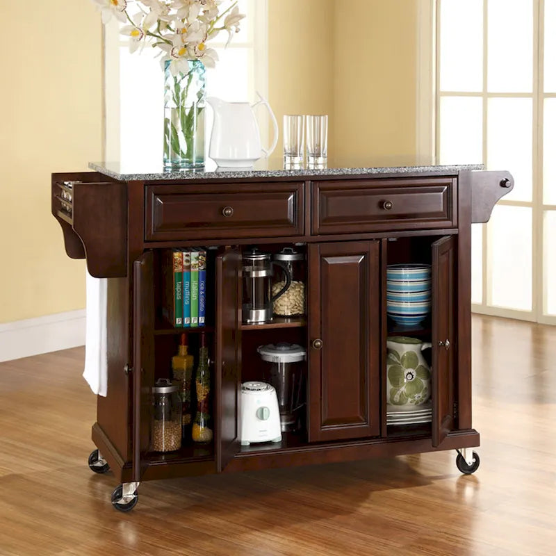 Full-Size Granite Top Kitchen Cart - 18Dx51.5Wx36H