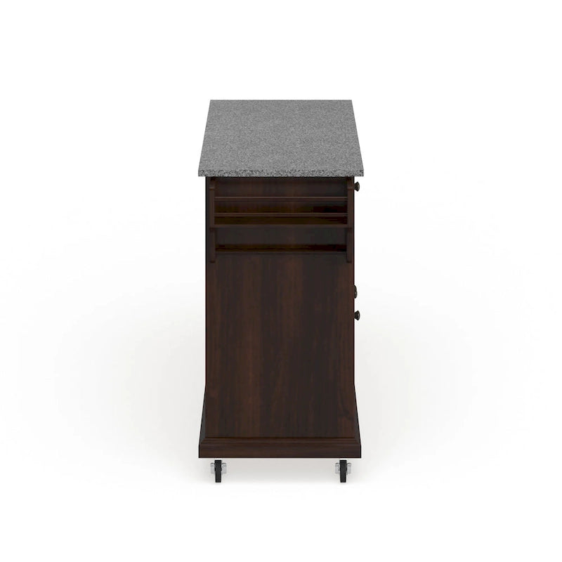 Full-Size Granite Top Kitchen Cart - 18Dx51.5Wx36H