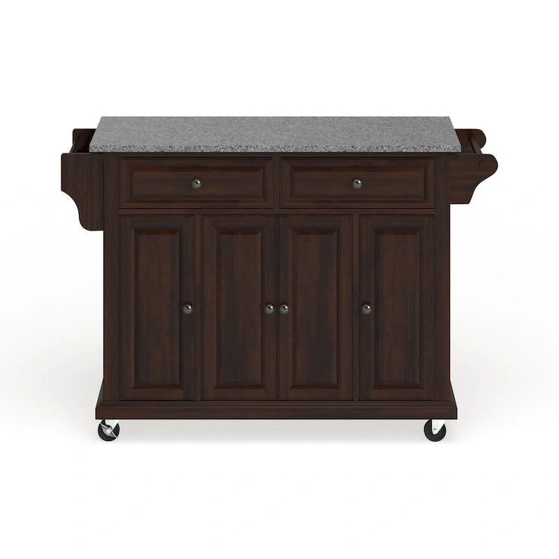 Full-Size Granite Top Kitchen Cart - 18Dx51.5Wx36H