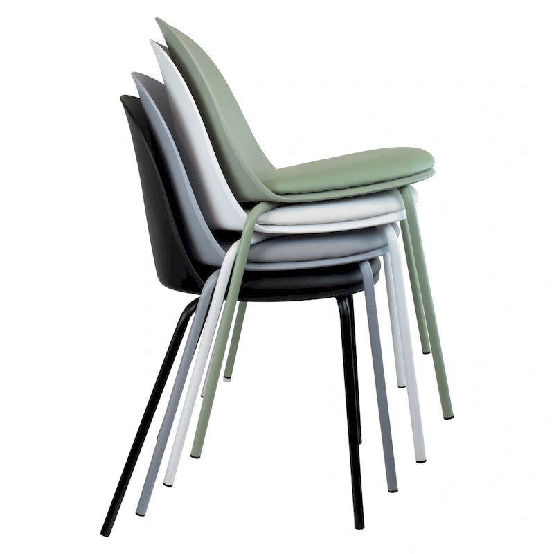 Set of 2 Retro Molded Shell Dining Chairs with Chrome Legs