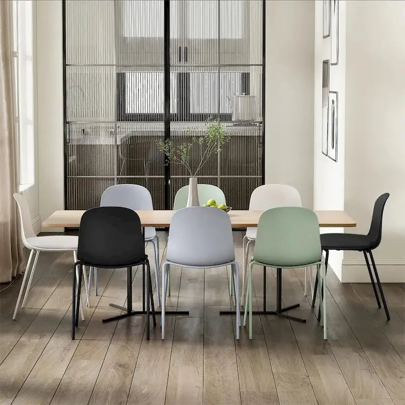 Set of 2 Retro Molded Shell Dining Chairs with Chrome Legs