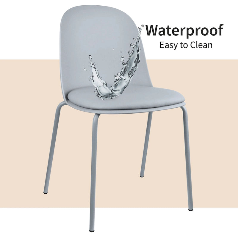 Set of 2 Retro Molded Shell Dining Chairs with Chrome Legs