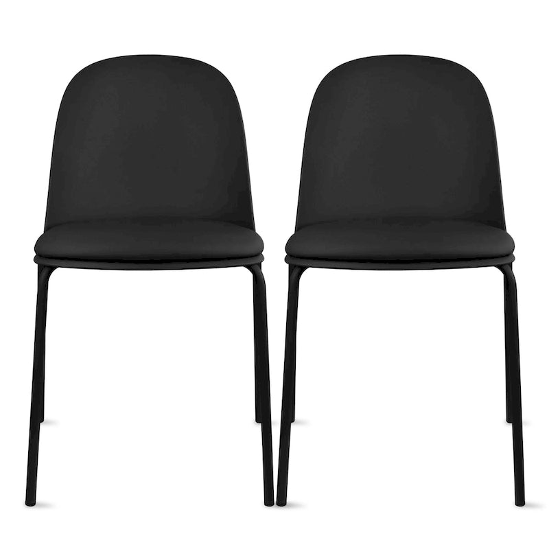 Set of 2 Retro Molded Shell Dining Chairs with Chrome Legs
