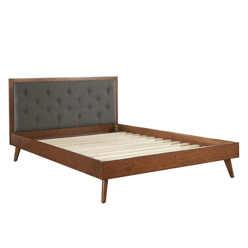 62.75" Queen Bed Frame with Button-Tufted Upholstered Headboard