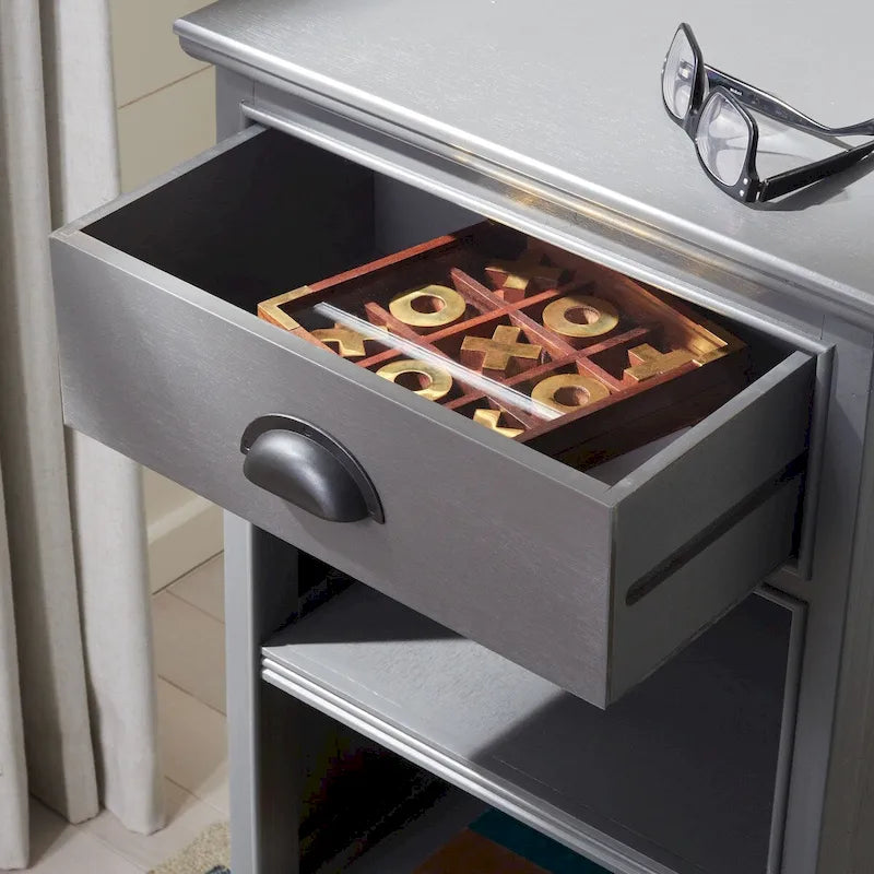 Grey Storage Side Table - 18Wx14Dx30H